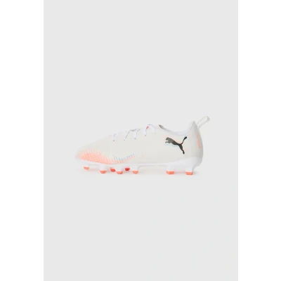 Image of PUMA Future 8 Play FG/AG JR Soccer Shoe, White Black Glowing RED, 12 UK