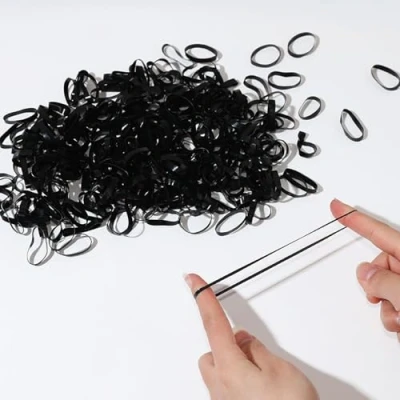 Image of Zulfaye Hair Bands, Elastic bands for Girls, Accessories Women, Black Small Rubber in a pack of 250