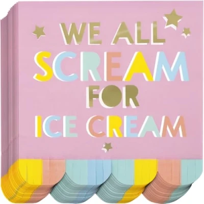 Image of Unique 16762 Fringe Paper Napkins 16.5 cm Pastel Ice Cream Summer Party 16 Count (Pack of 1), Multicolour, Mittel