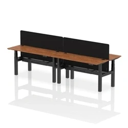 Image of Air B2B 1600x600mm Adjustable 4P Bench Desk CP Walnut/Black + Screen
