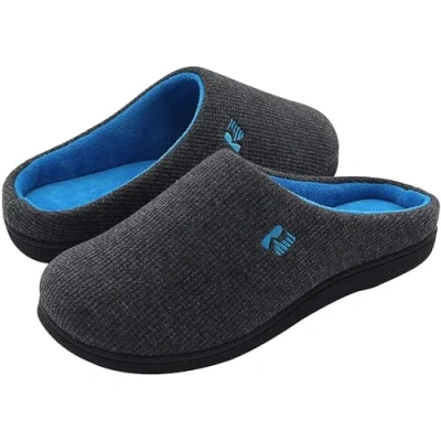 Image of RockDove Men&#039;s Original Two Tone Memory Foam Slipper, Size 9.5 UK Men, Dark Grey and Blue