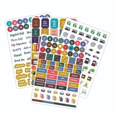Image of Zelten Refills/Loose Leaves for A5 Cover Ring Binder/Personal Organiser/Planner(A5 6 Holes, Budget Sticker 2 Pack)