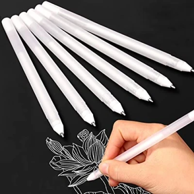 Image of White Gel Pens Set 6 Pieces, 0.8mm Fine Tip Point Sketching Pen Highlight Line Drawing Pens, Art Design Supplies Ink for Back to School Artists Black Paper llustration Adult Kids Book Coloring