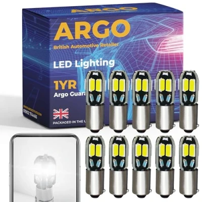 Image of Argo 10 Pcs H6w Bax9s Led Bulbs 8 Smd Xenon White 12v Car Light Interior 434 433 T4W Number Plate Bulb Map Dome Van Side Marker Reverse