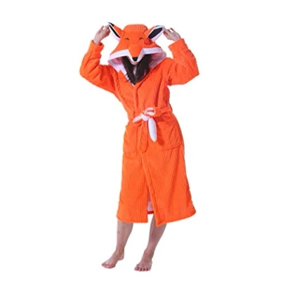 Image of Dressing Gown Animal Fluffy Hoodie Bathrobes Housecoats Lightweight For Unisex Adults Fox M