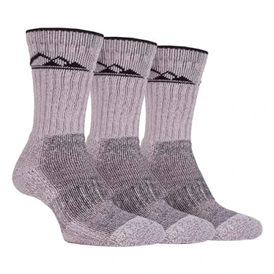 Image of Storm Bloc 3 Pairs Mens Heavy Cushioned Breathable Outdoor Cotton Hiking Socks Beige Size UK 6 11