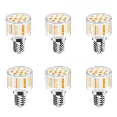 Image of 6 Pack E14 5W Led Light Bulbs, Flat Round, 52 Chips, Equivalent to 50W Halogen 500LM, 3000K Warm White, 360 Beam Angle, AC 220 240V, Non Dimmable,