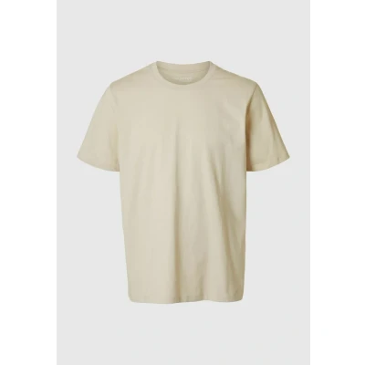 Image of Selected Homme Slhaspen SS Oneck NOOS Basic Tshirt, Men&#039;s, Size: Medium, Oatmeal