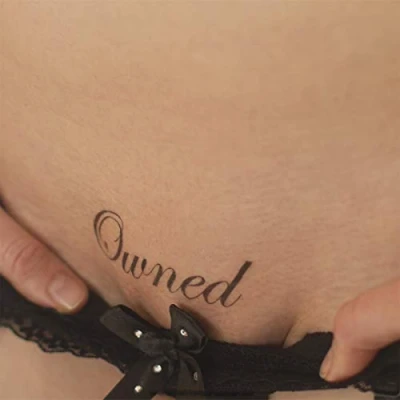 Image of 10 x&quot;Owned&quot; Tattoo Lettering in Black Sexy Kinky Fetish BDSM Temporary (10)