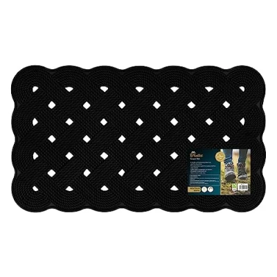 Image of JVL Trellis Rope Design Rubber Scraper Doormat, 40x70cm