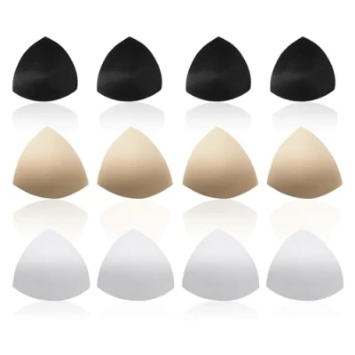Image of FUIPVGI 6 Pairs Bra Pads Inserts, Triangle Shape Removable Inserts Women&#039;s Comfy Sports Cups Insert, Push Up for Bikini Lingerie Top Swimsuit (Multicolor)