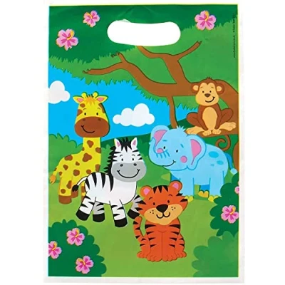 Image of Baker Ross FX105 Jungle Chums Party Loot Bags Pack of 10, for Kids Party, Birthday Supplies,