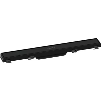 Image of hansgrohe 56036670 RainDrain Match Complete Set Shower Drain 600 with Height Adjustable Frame Matte Black Channel, 60 cm
