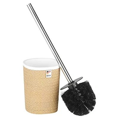 Image of 4pc Brown Rope Wrap Ceramic Bathroom Accessory Dispenser Toilet Brush Set (Toilet Brush)