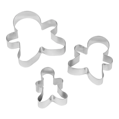 Image of Chef Aid Gingerbread Man Cookie Cutter Set, Stainless Steel Cutters in 3 Sizes Measuring 10.5 cm, 8 cm and 6.5 Ideal for use with Dough, Pastry, Icing Shortbread