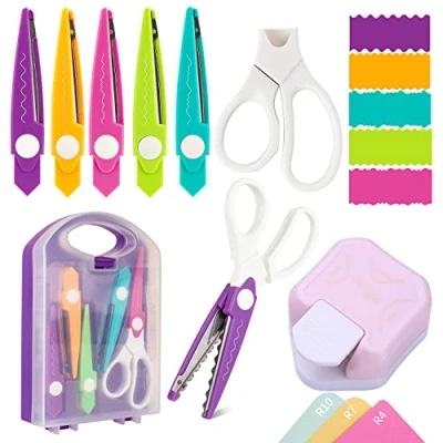 Image of 7Pcs/Set Craft Scissors 3 in 1 Corner Rounder Paper Punch Decorative Edge with Storage Box Set 5 Kinds Zig Zag Edges for DIY Projects Card,Photo, Card and Scrapbooking