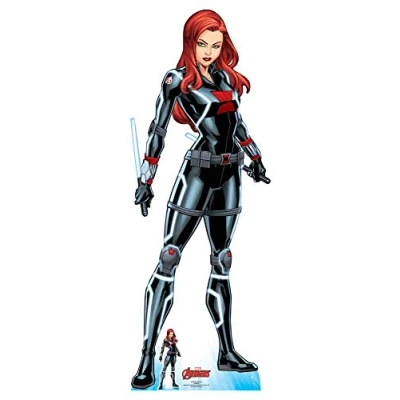 Image of STAR CUTOUTS SC1603 Ltd Black Widow Tell Me Everything Lifesize Cardboard Cutout Perfect for Marvel Fans, Collectors and Events Height 165cm Width 61cm, Solid