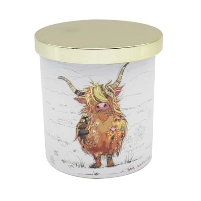 Image of L &amp; P Home Gifts Kooks Highland Cow Candle Gift Ideal for Women Men Designed by Bug Art Lovely All Occasions Luxury Décor Office