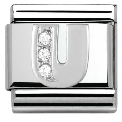 Image of Nomination Silver Cubic Zirconia Letter Charm U