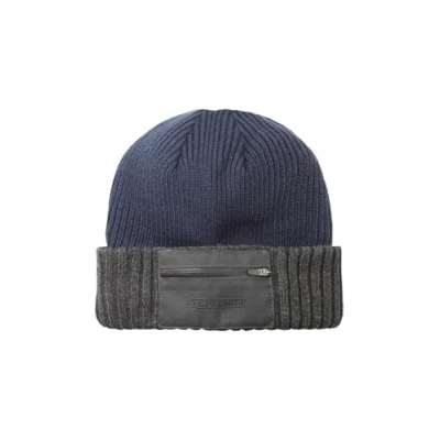 Image of SEALSKINZ Colby Unisex Waterproof Zipped Pocket Rib Knit Beanie Hat for Everyday &amp; Outdoor Activities EcoTeflon Technology Navy