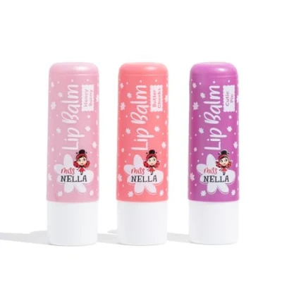 Image of Miss Nella set of 3 Hypoallergenic odourless children Lip Balms HONEY BUNNY, SWEET CHEEKS &amp; CUTIE PIE, Non Toxic Make Up for kids, perfect those with sensitive skin.