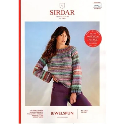 Image of Sirdar Jewelspun Chunky Knitting Pattern 10702 Ladies Sweater