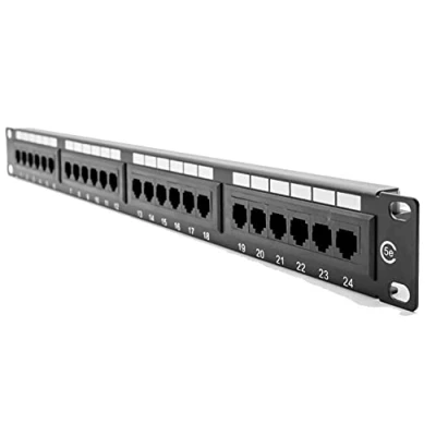 Image of LMS Data 24 Port 1U Rackmount CAT 5 E UTP Patch Panel Plus Back Bar For Cabinets (PPAN LC2)