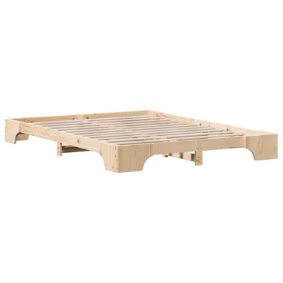 Image of vidaXL Bed Frame Natural Pine Wood 160 x 200 cm Durable