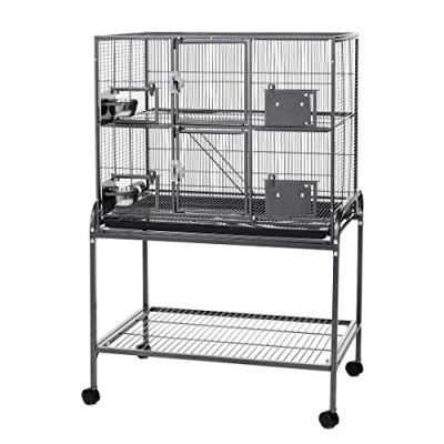 Image of LITTLE FRIENDS Double Metal Rat Chinchilla Ferret Cage on Stand