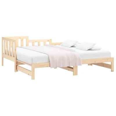 Image of vidaXL Pull out Day Bed without Mattress 2x(90x200) cm Solid Wood Pine