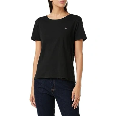Image of Tommy Jeans Women&#039;s TJW Slim Jersey C Neck T Shirt, Black, XS