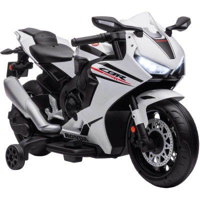 Image of HOMCOM Honda Licensed 6V Kids Electric Motorbike Ride On Motorcycle Vehicle w/Headlights, Music, Training Wheels, for Ages 3 5 Years White