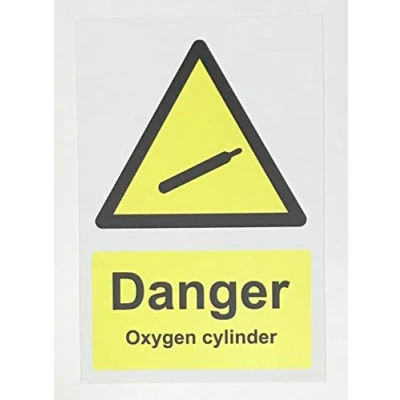 Image of Danger oxygen cylinder Safety sign 1.2mm Rigid plastic 300mm x 200mm