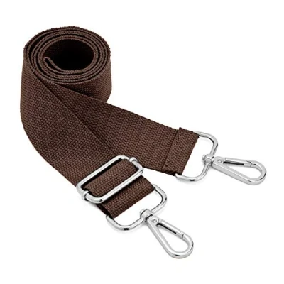 Image of Wide Shoulder Bags Strap,Adjustable Replacement Belt Bag Strap with Silver Swivel Hooks Soft Canvas Purse Straps Messenger Changeable Long For Crossbody Handbag(Silver Dark Brown)