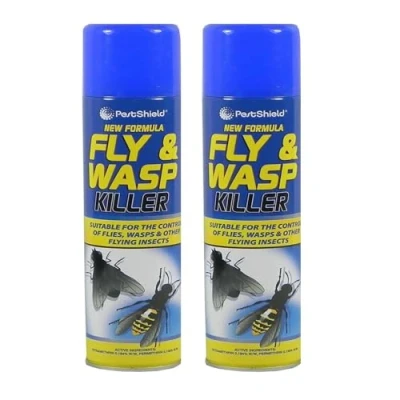 Image of DIOXSTAR Fly &amp; Wasp Insect Killer Spray, Fast Acting, Easy To Apply, Long Lasting Protection, Compact And Portable, Ideal Use For Control Flies, Wasps Other Flying Insect, 300ml (2PCS)