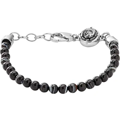 Image of Diesel Bracelet for Men , 18.5 cm, 5 cm extender black Stainless Steel Bracelet, DX0848040