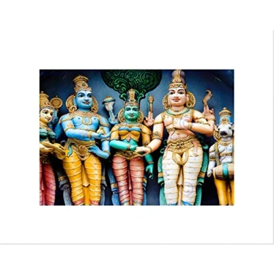 Image of Wee Blue Coo Hindu Deities Tamil Nadu India Statue God Wall Art Print