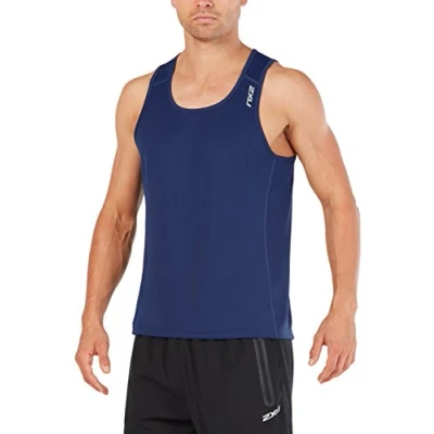 Image of 2XU Men BSR Active Singlet Navy/Navy, S