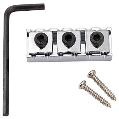 Image of Musiclily Pro 43mm Steel Guitar R3 Locking Nut String Lock for Floyd Rose Tremolo Bridge Electric Guitar, Chrome