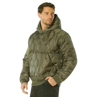 Image of Rothco Quilted Woobie Hooded Sweatshirt, Olive Drab, Large