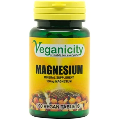 Image of Veganicity Magnesium 100mg : Bone &amp; Joint Health Mineral Supplement 90 Tablets, in a Planet Friendly 99% Recycled Pot