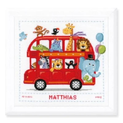 Image of Vervaco Counted Cross Stitch Safari Bus, Fabric, Multi, One Size