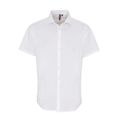 Image of Premier Mens Poplin Stretch Short Sleeved Shirt (White) Size 3XL