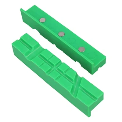 Image of 6&quot; Magnetic Multi Grove Soft face Jaws Pads for Bench Vice Non Marking Green