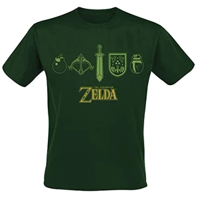 Image of The Legend of Zelda Men&#039;s Icons Work Utility T Shirt, Green, M