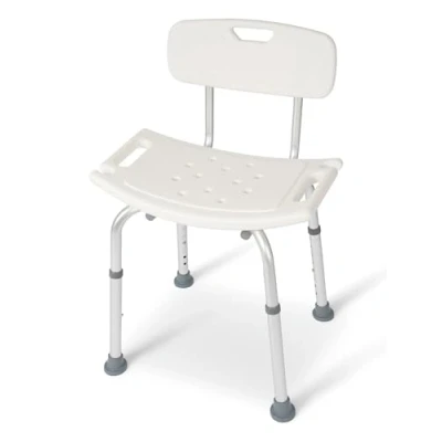 Image of Dunimed Shower Stool/Chair Height adjustable Anti Slip seat Bath aids For Elderly, Seniors, Disabled, Pregnant (Bathroom Safety) (With backrest)