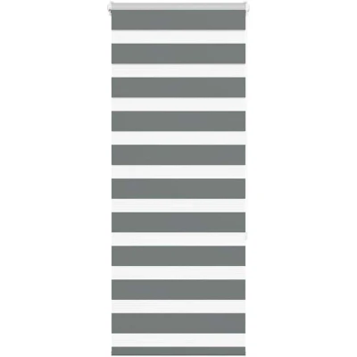 Image of vidaXL Zebra Blind Dark Grey 55x150 cm Fabric Width 50.9 Polyester