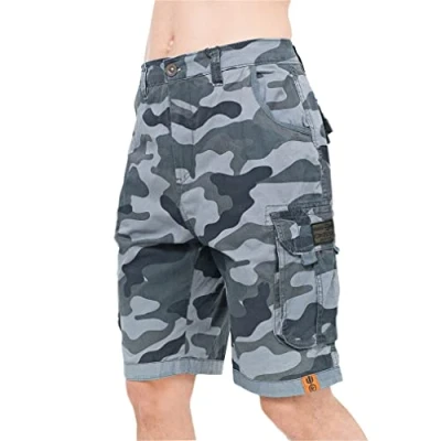 Image of Crosshatch Mens Casual Cargo Combat Shorts Cotton Summer Knee Length Pants(34,Charcoal CAMO)