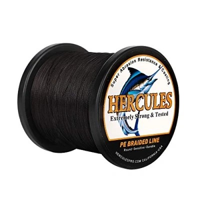 Image of Hercules Braided Fishing Line 2000m 2187yds 6lbs 100lbs Pe Superline 4 Strands (Black 30lb/13.6kg 0.28mm)