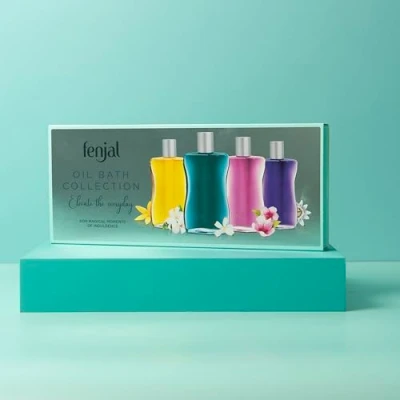 Image of FENJAL Creme Bathing Oil Collection Gift Set Luxurious Bubbles Nourished &amp; Cleansed Skin 4 Iconic Scent Classic , Intensive Passion flower Moringa 4x50ml
